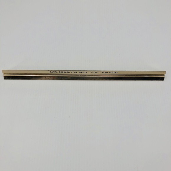 Advertising Metal 12" Triangular Architectural Ruler Santa Barbara Plan Service - Picture 2 of 9